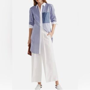 ELIZABETH AND JAMES - BLUE & WHITE STRIPED DRESS 
 SHIRT 👚POPLIN JAY